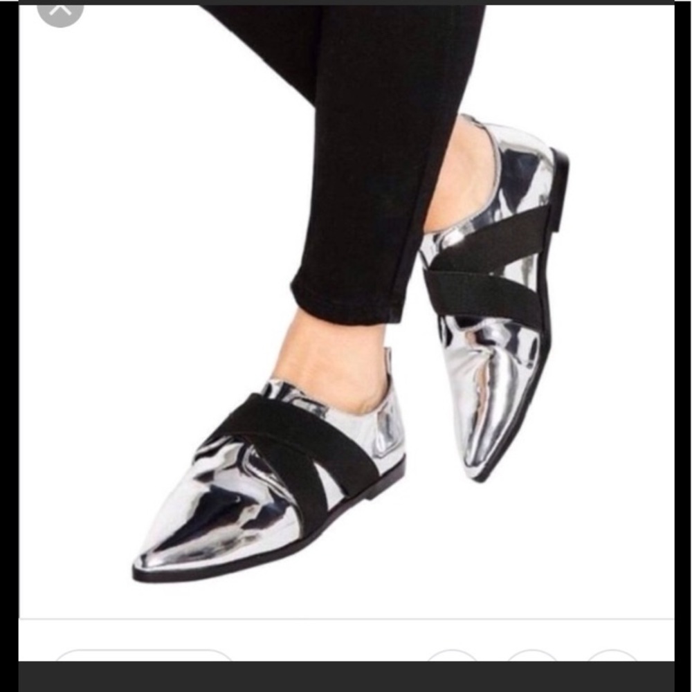 ASOS Silver Reflective Pointy Toe Flats